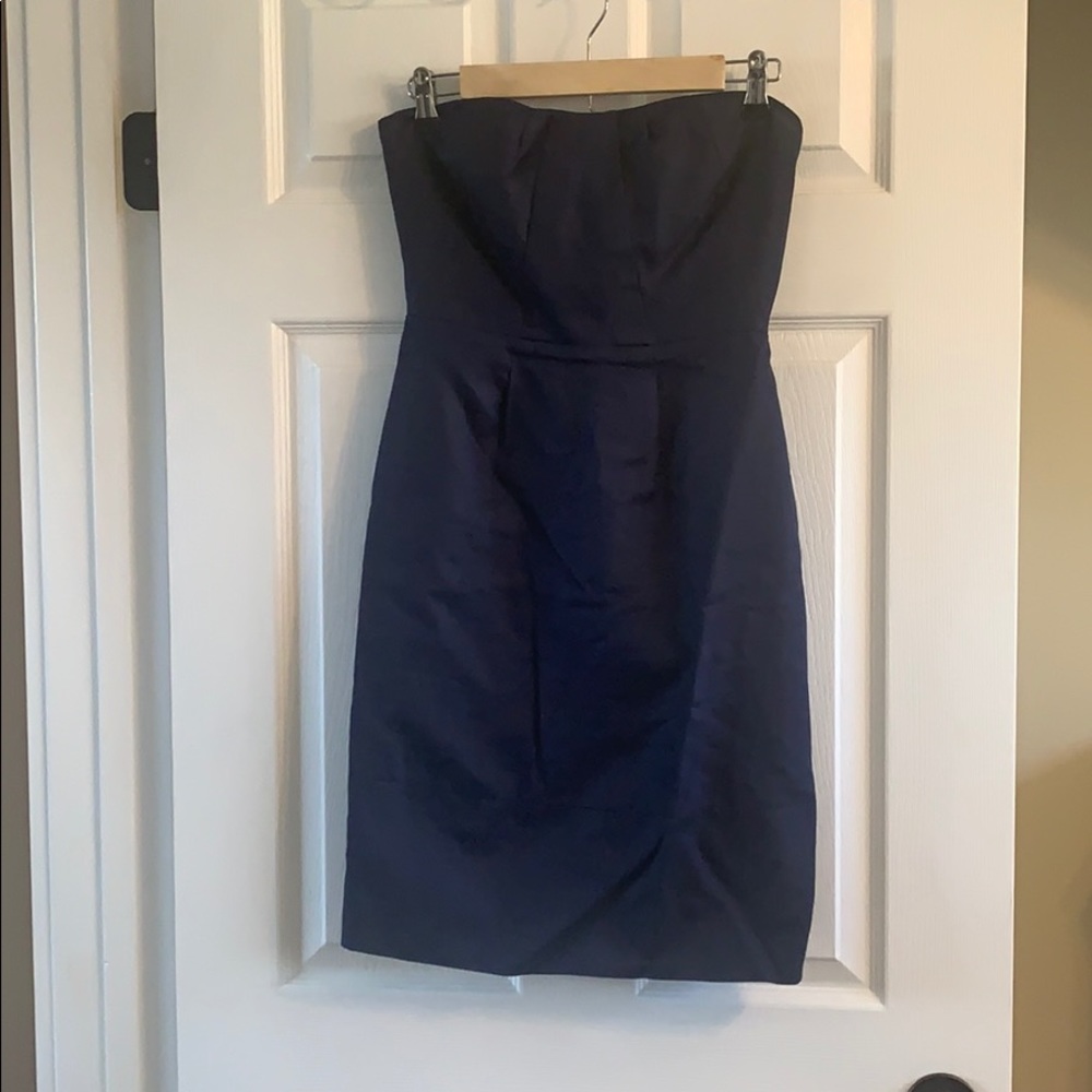 Navy blue strapless dress